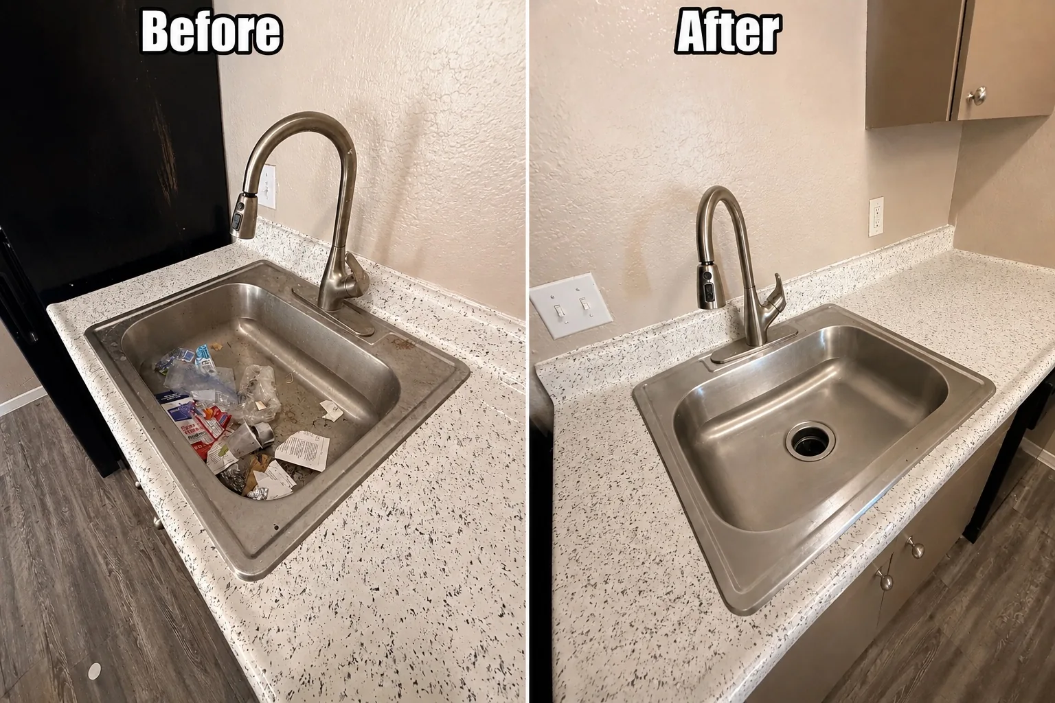 Breakroom sink — before and after by Janitorial Pros LLC, Tulsa OK