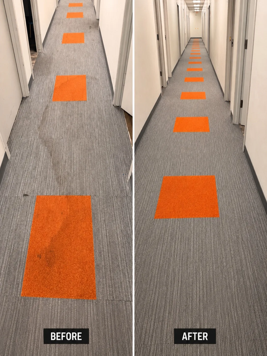 Carpet — corridor tiles — before and after by Janitorial Pros LLC, Tulsa OK