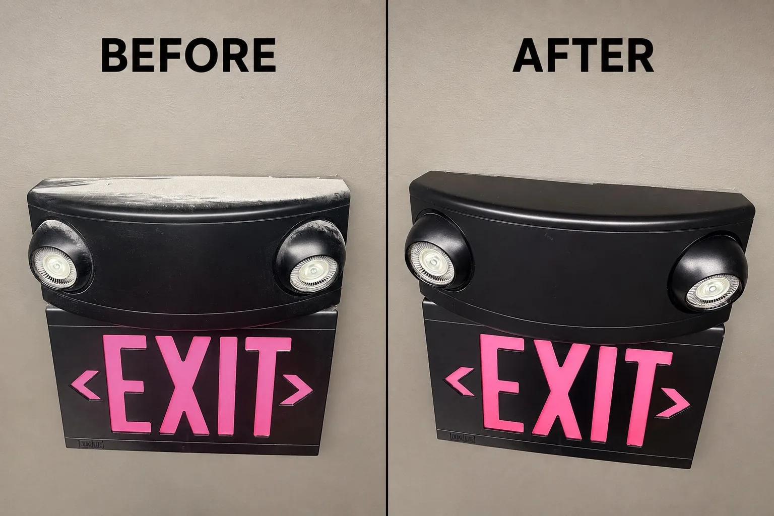 Detail — exit sign — before and after by Janitorial Pros LLC, Tulsa OK