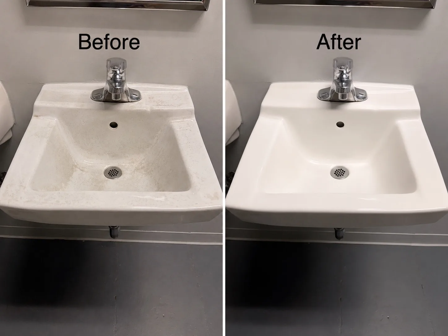 Restroom — sink — before and after by Janitorial Pros LLC, Tulsa OK
