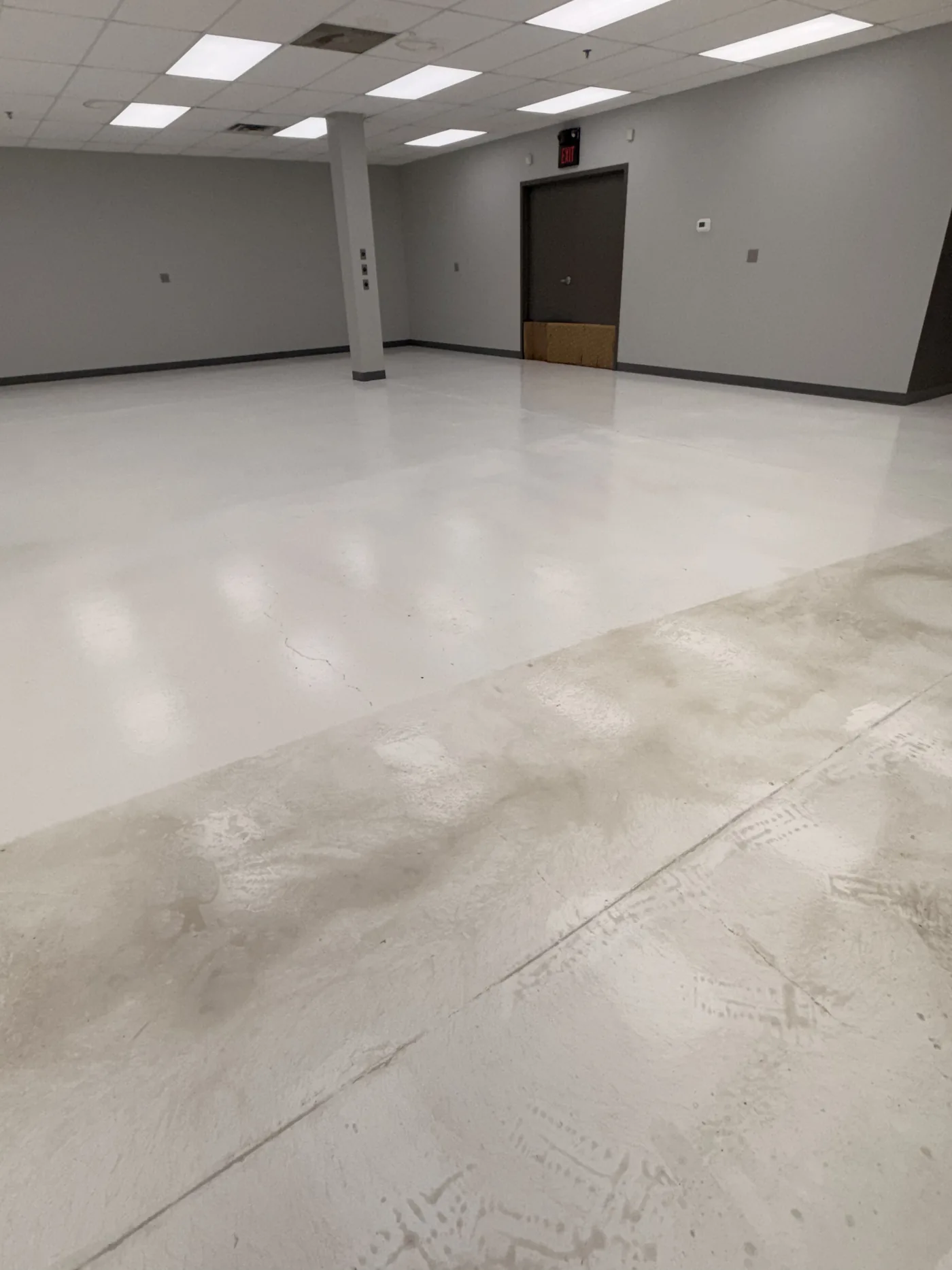 Large commercial room after strip and wax